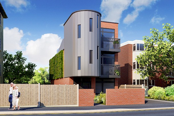 Modern curved cladding on new build proposal