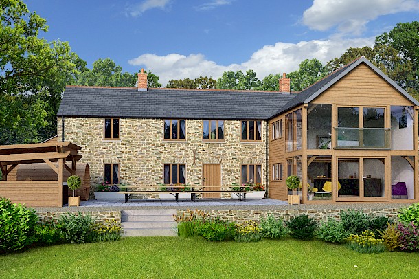 Heritage traditional stone farmhouse with oak glazed extension