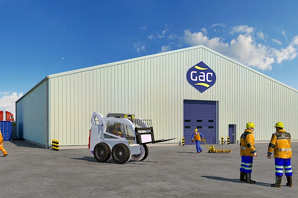 Commercial CGI of industrial agricultural unit with machinery