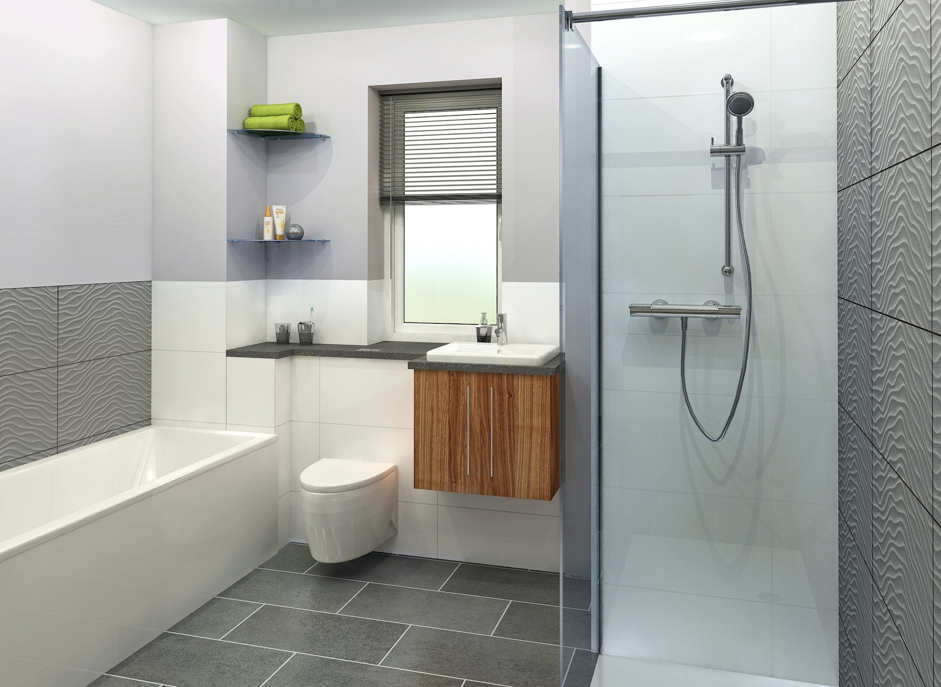 Photorealistic CGI of ensuite washroom