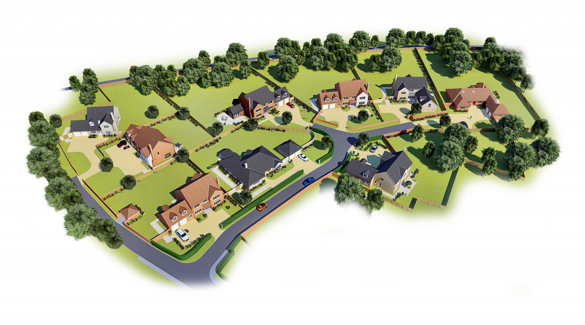 Aerial site image for rural Norfolk development