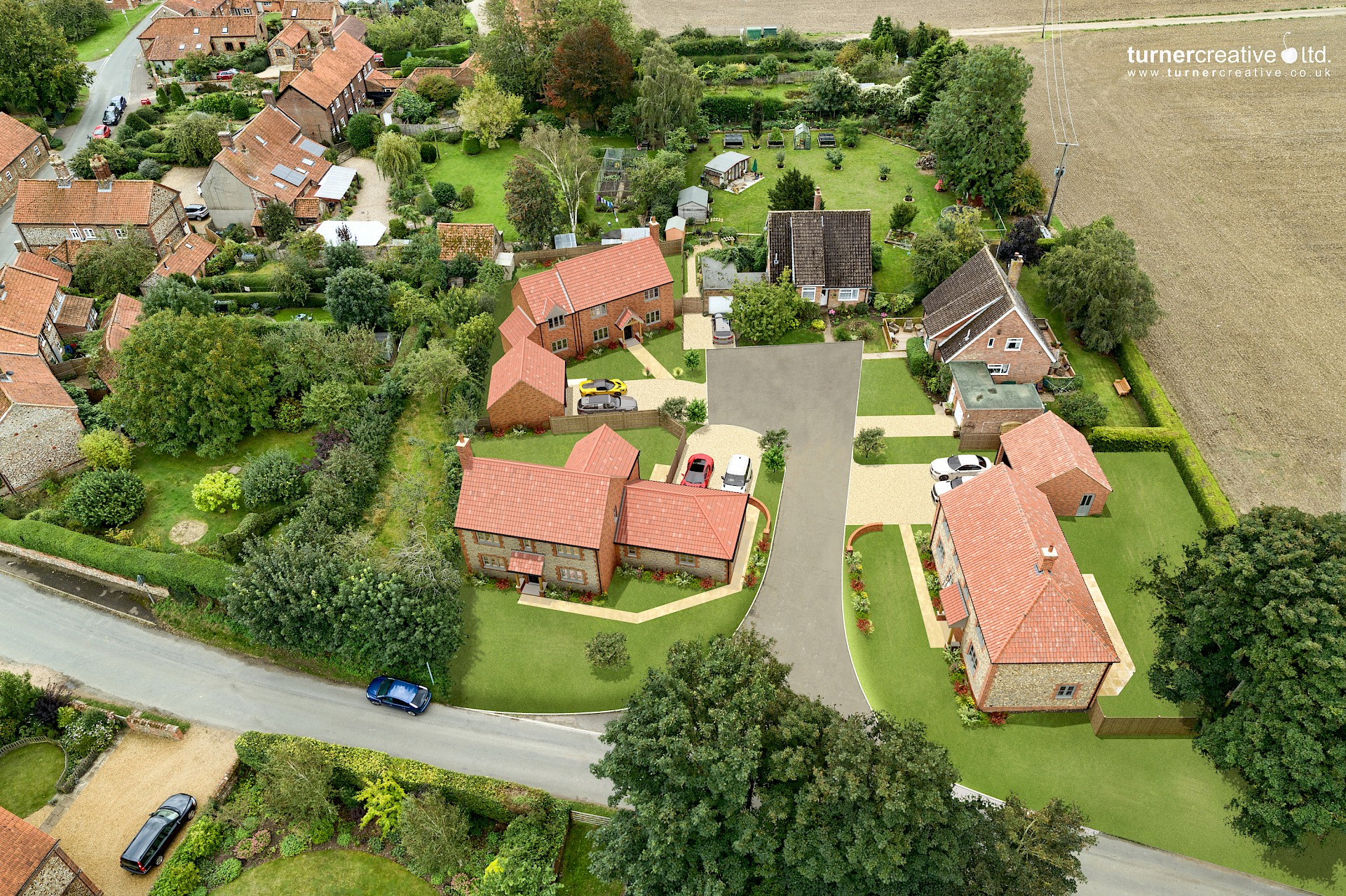 Drone shot of small residential development
