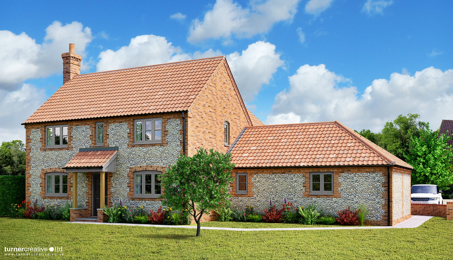 Norfolk brick and flint house rendering