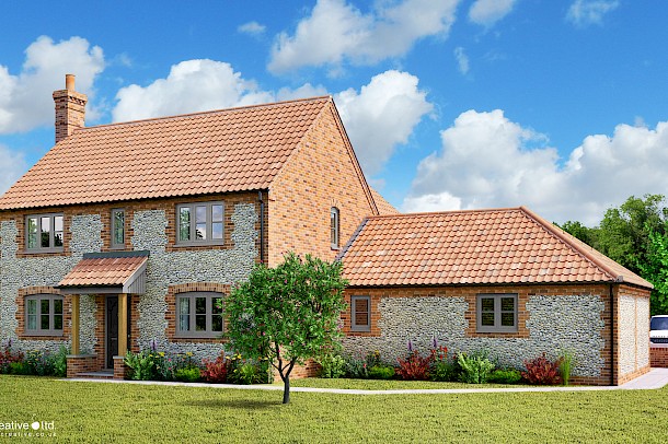 Norfolk brick and flint house rendering