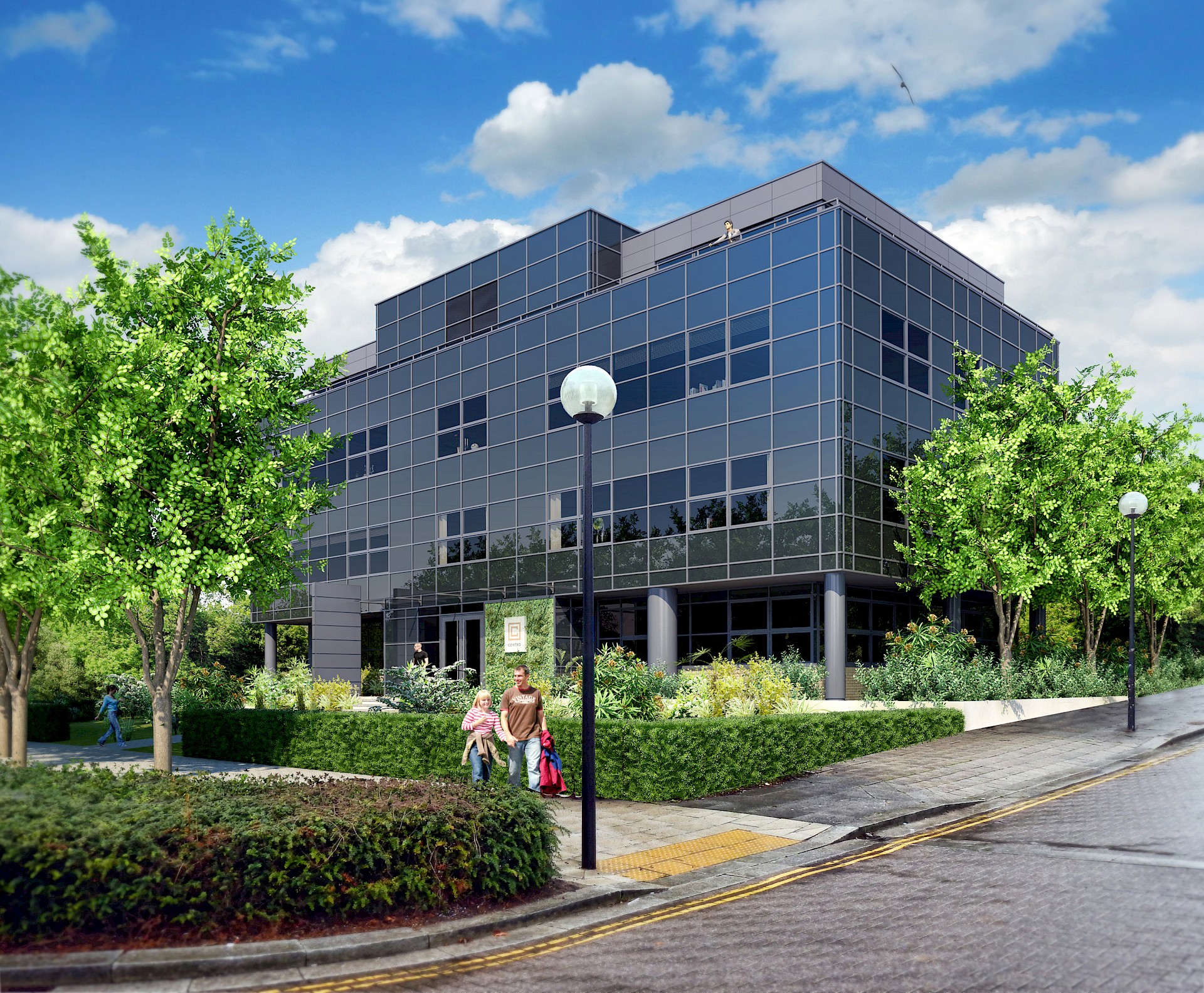 Glazed commercial new build street scene