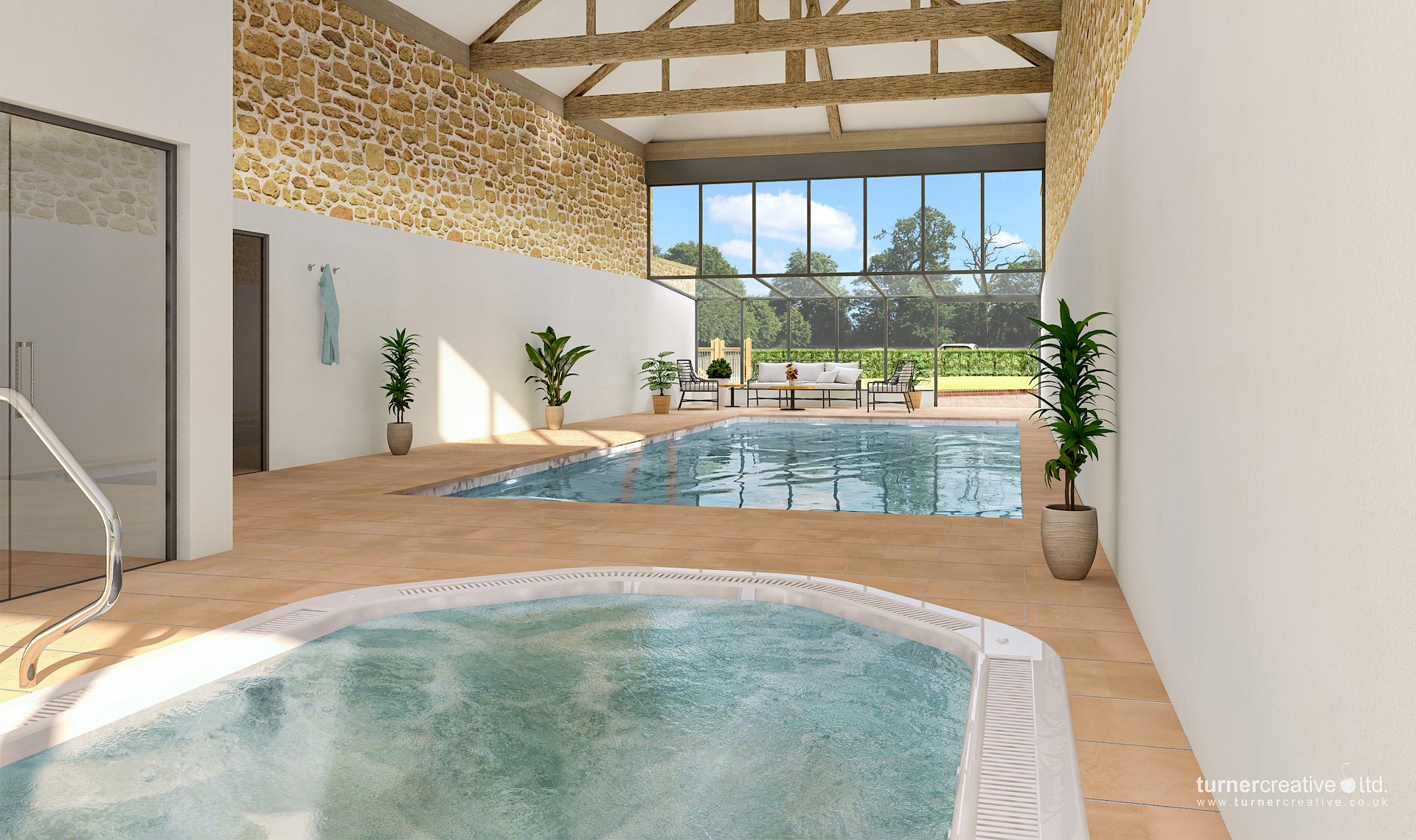 Holiday letting with swimming pool spa facility in Devon