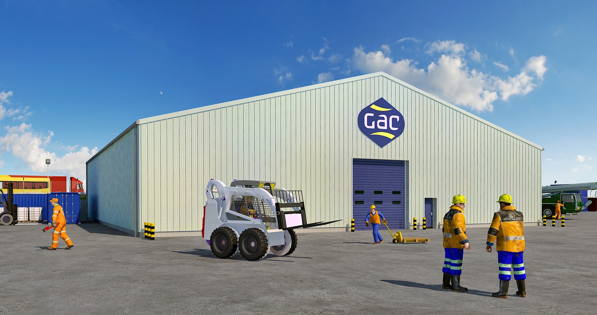 Commercial CGI of industrial agricultural unit with machinery