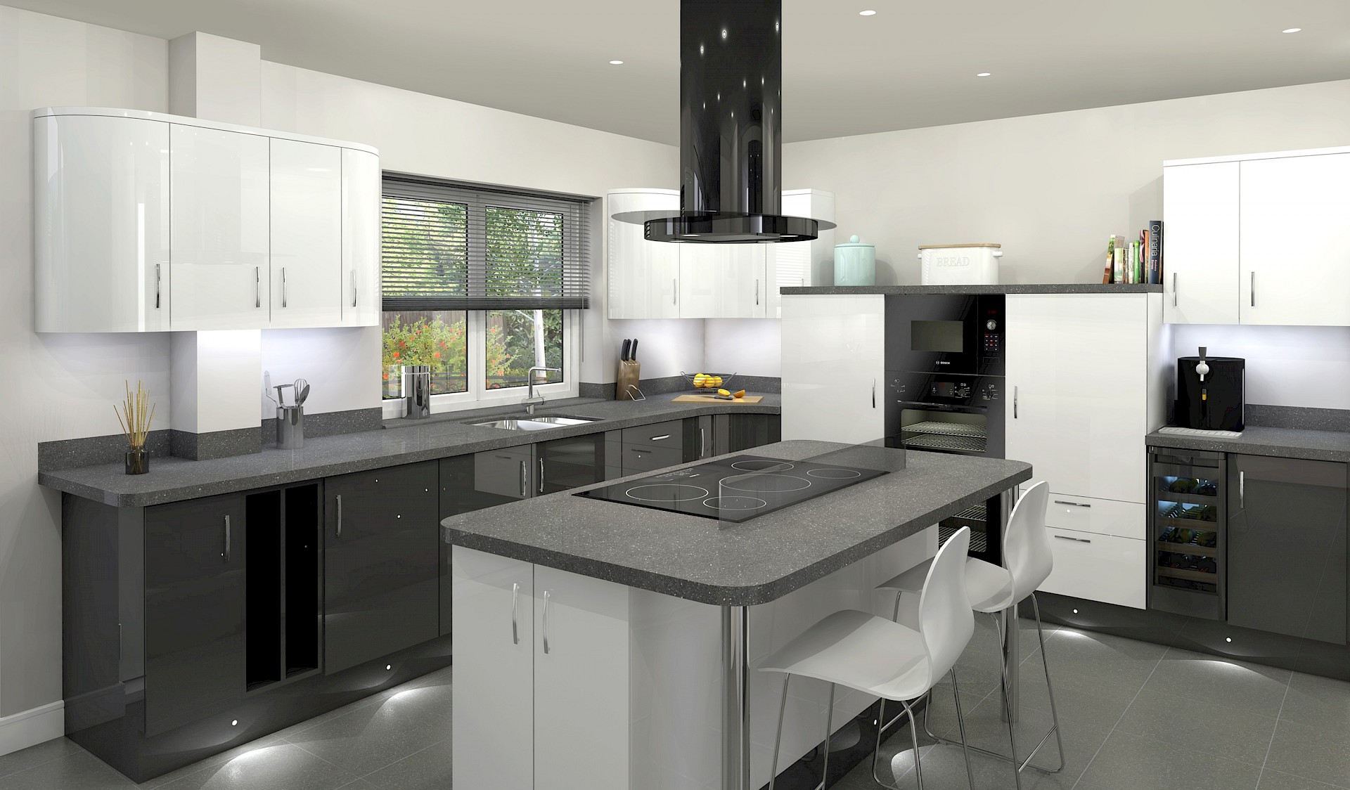 Photographic artists impression CGI of modern kitchen