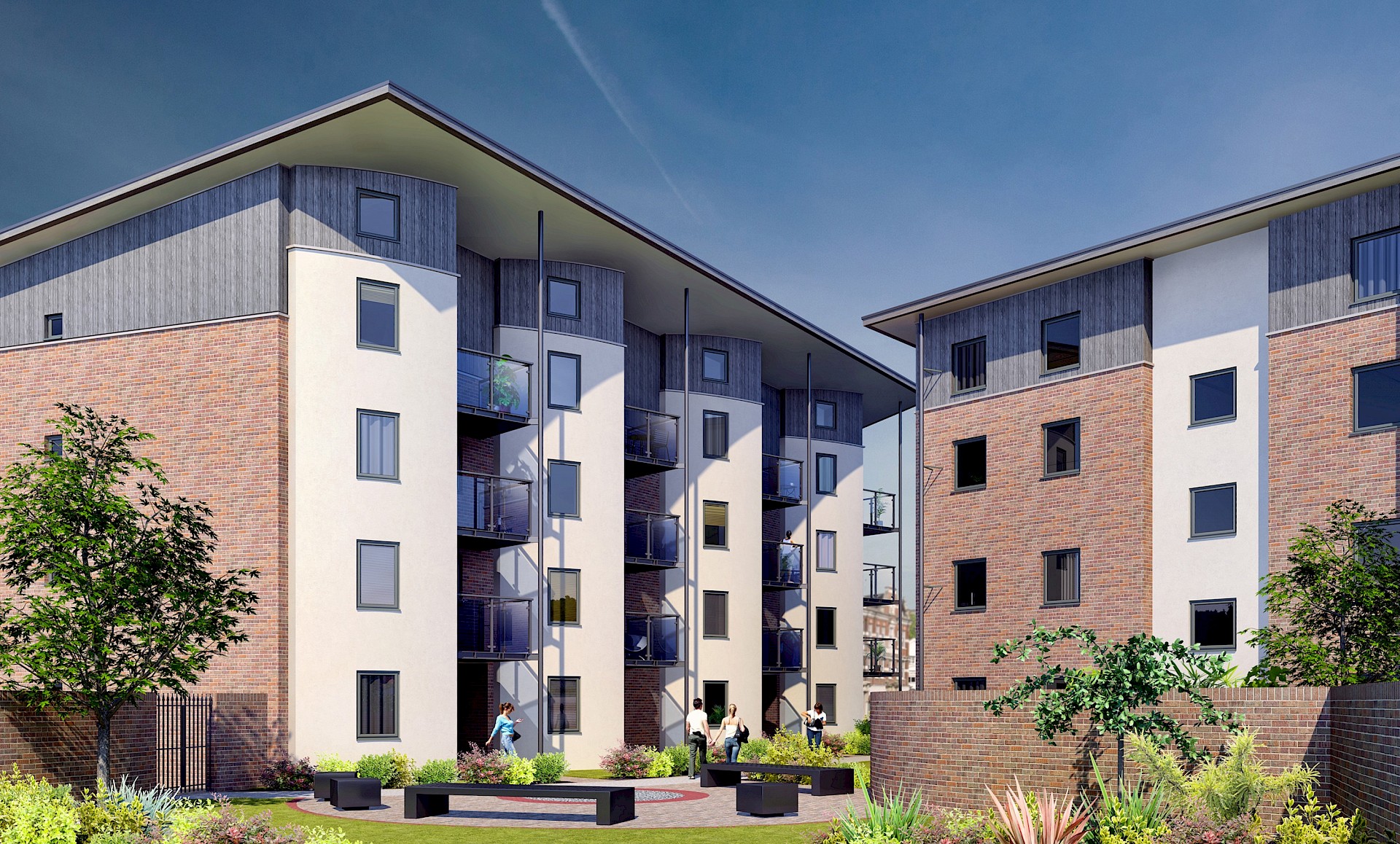 Marketing CGI for Norfolk Estates - city centre balcony apartments