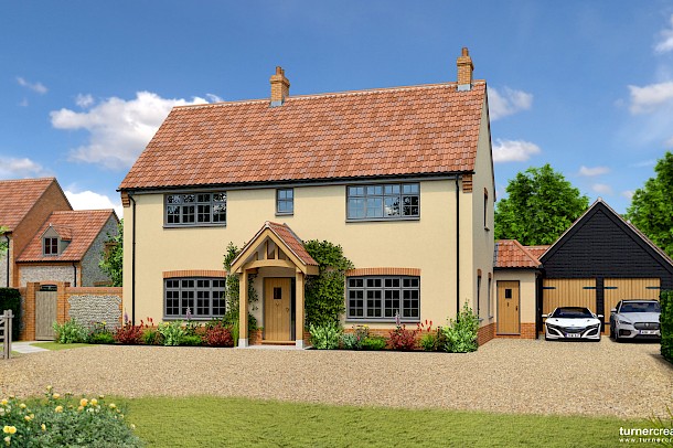 Traditional farmhouse renovation with oak porch and timber garage