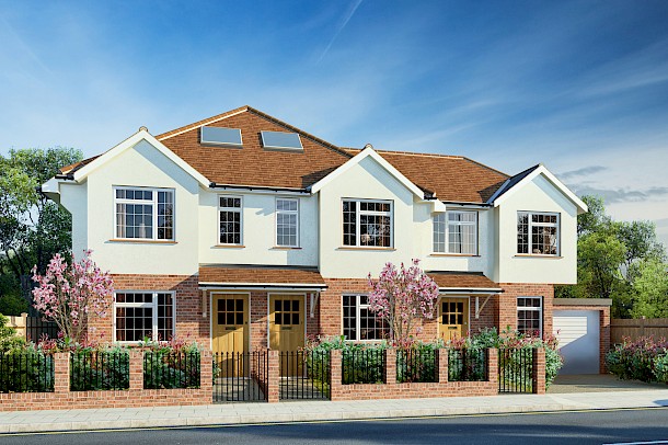 Street scene of large family home in Sussex