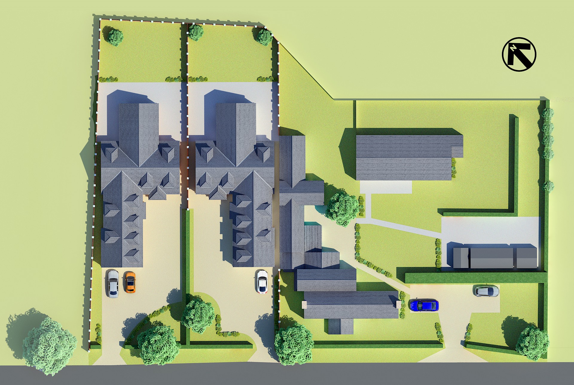Colour site plan layout for detached houses