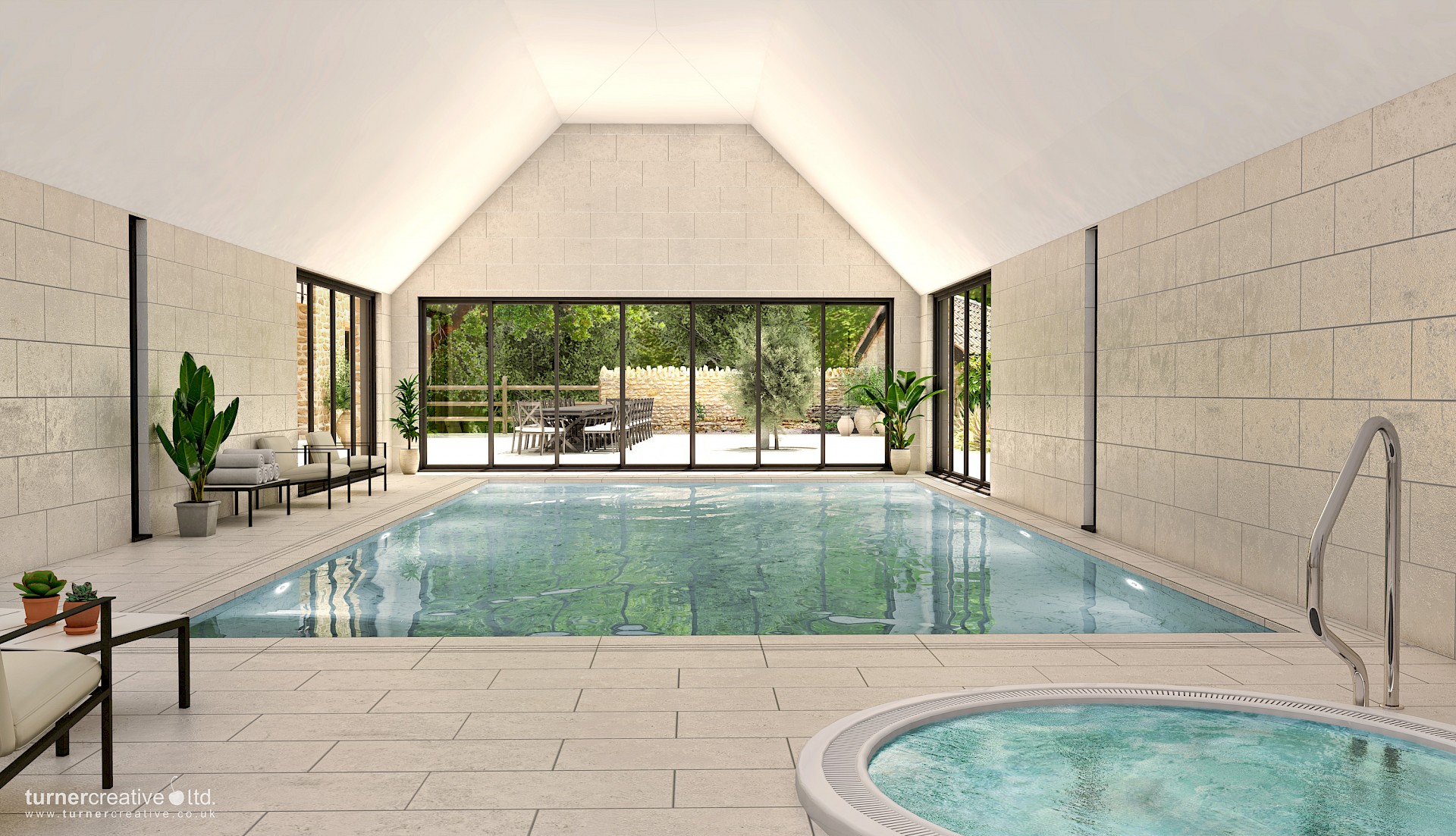 Indoor pool  and spa illustration for holiday lets
