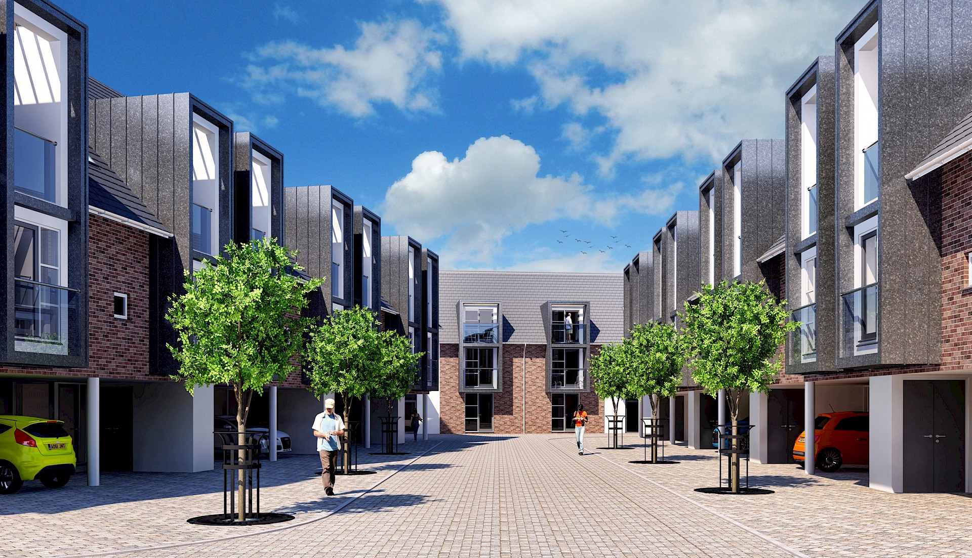 Avenue street scene for contemporary terraces Norwich