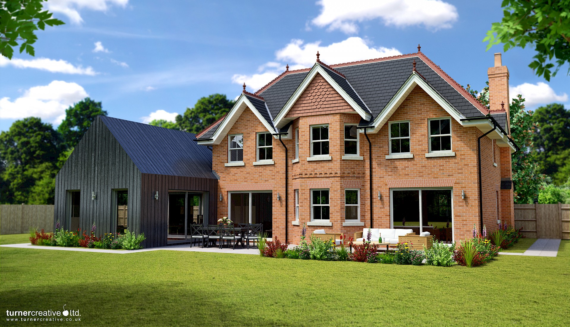 Planning image for family home with contemporary extension