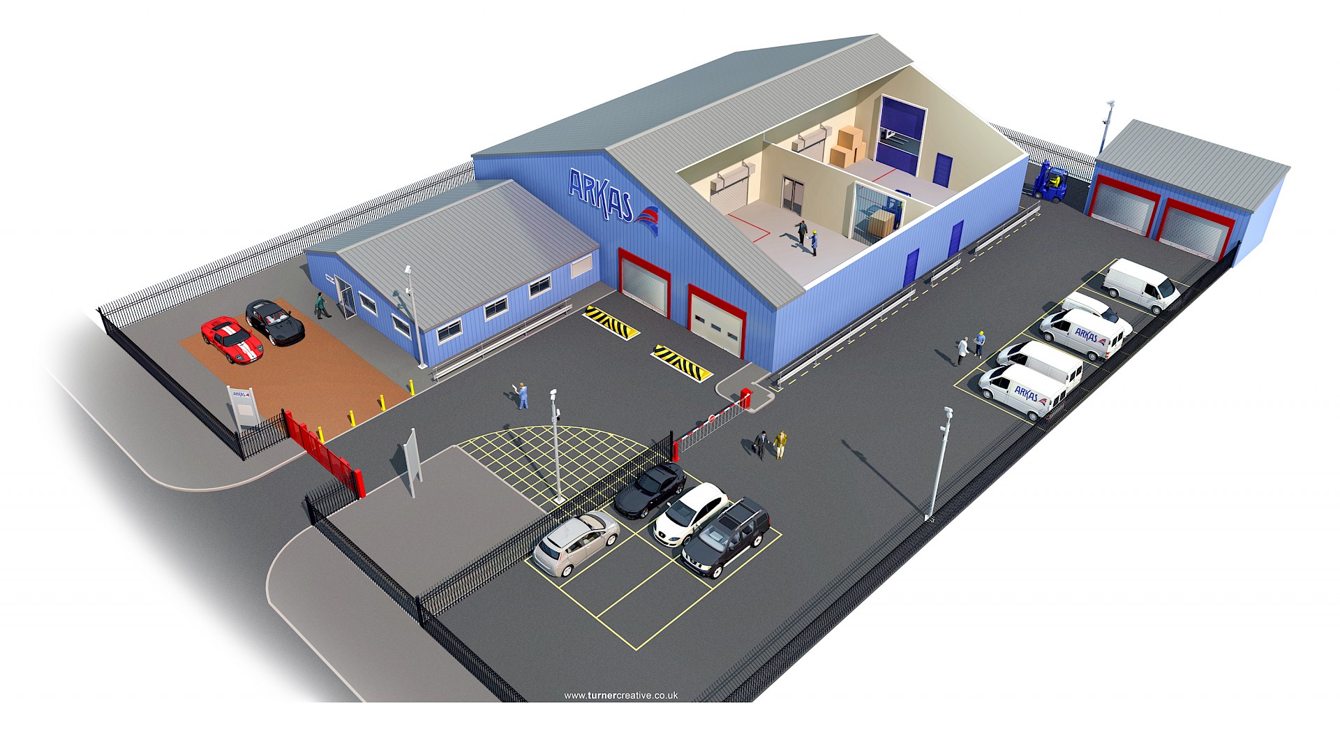 Graphic cutaway visual of commercial building