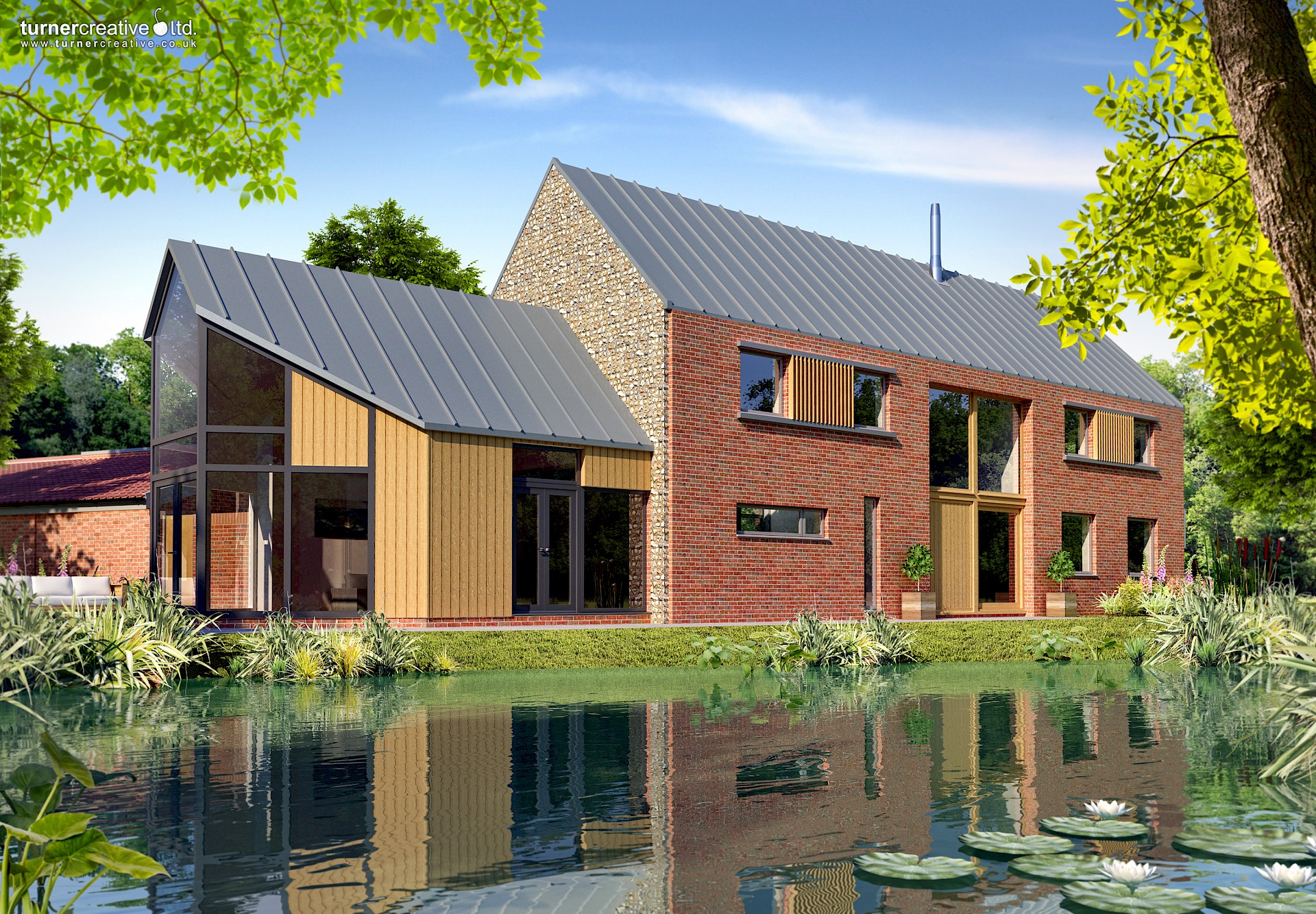 Riverside property with contemporary styling CGI